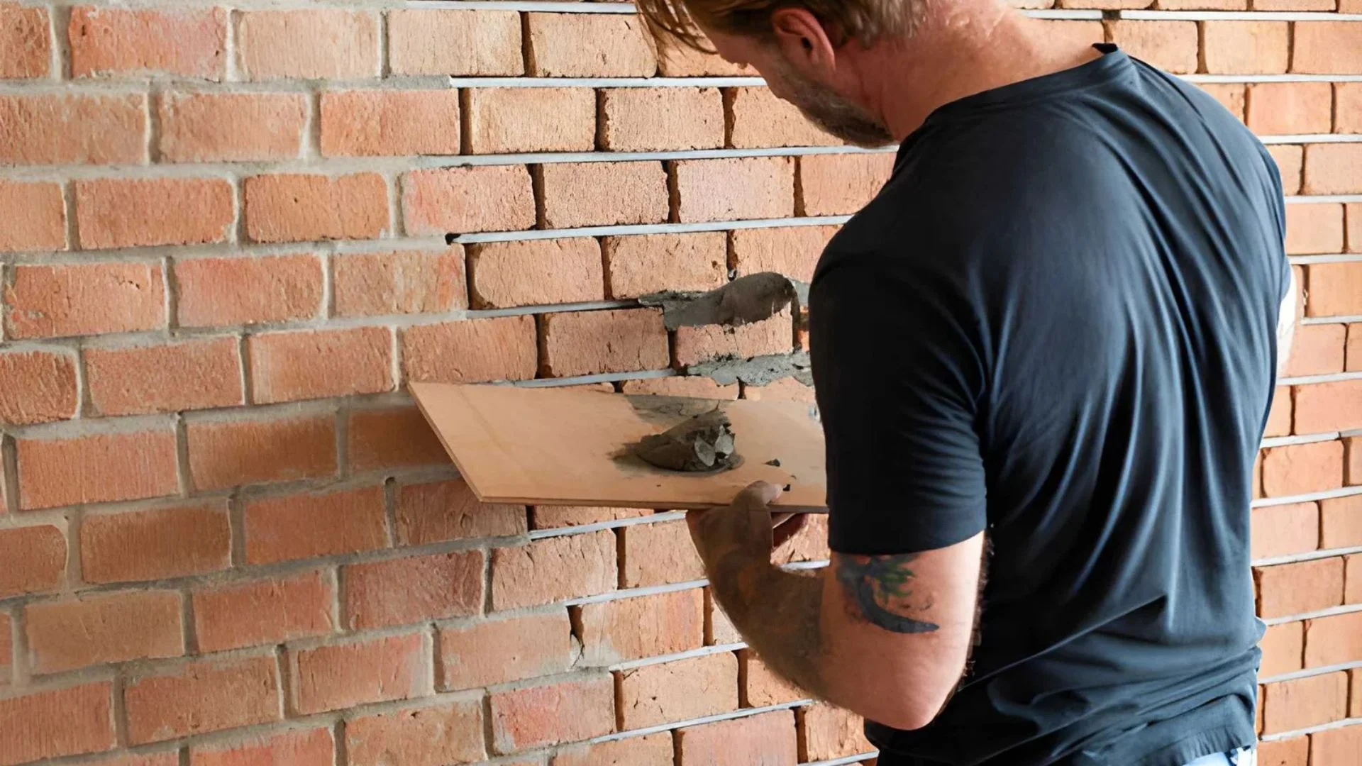 Tuckpointing process: mortar removal, matching and finishing